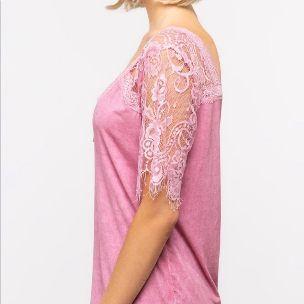 POL Lace Scallop Raglan Knit Top - Picture 4 of 6